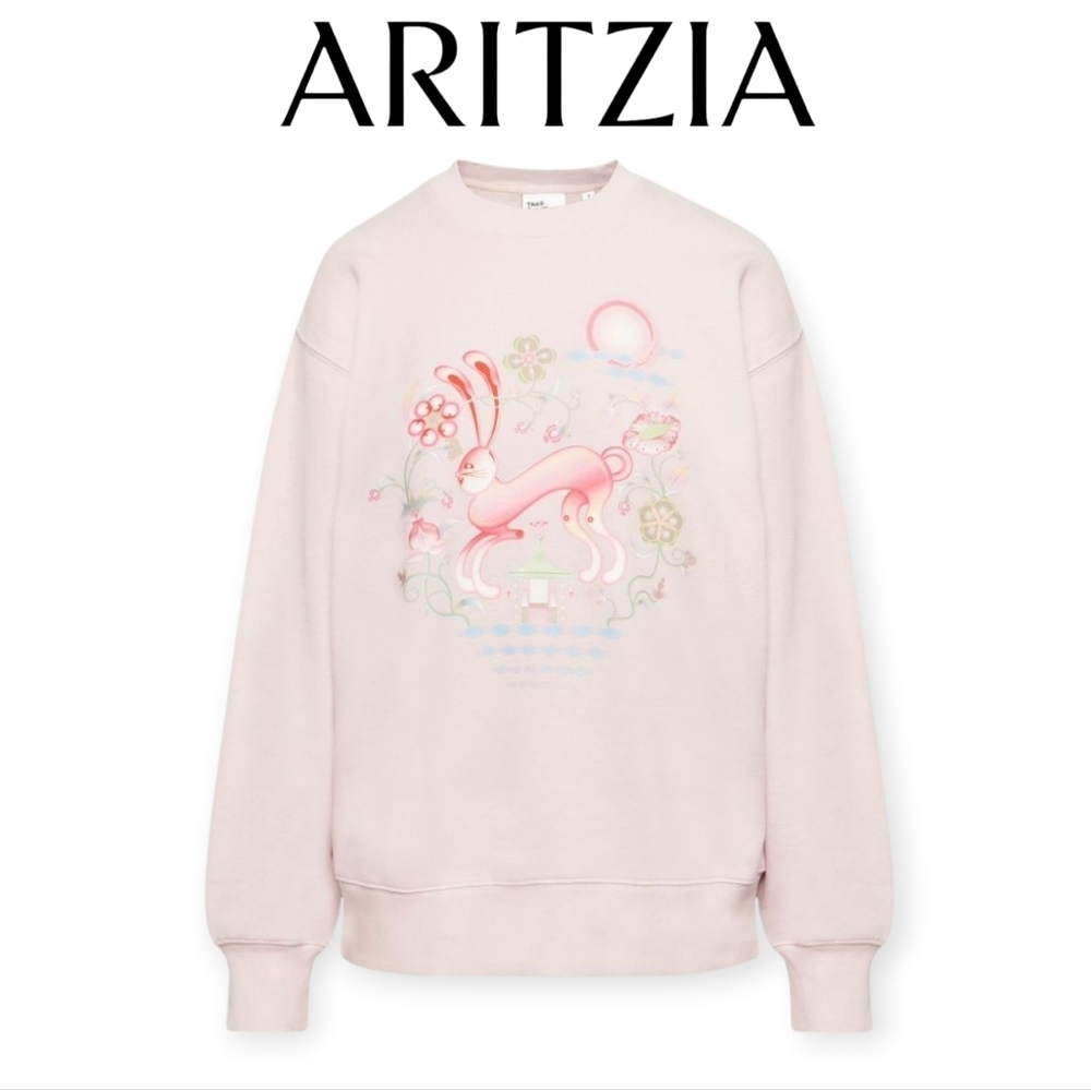 Aritzia TNA Year of the Rabbit Sweatfleece Hoodie 2XS Pale Pink Boyfriend Fit